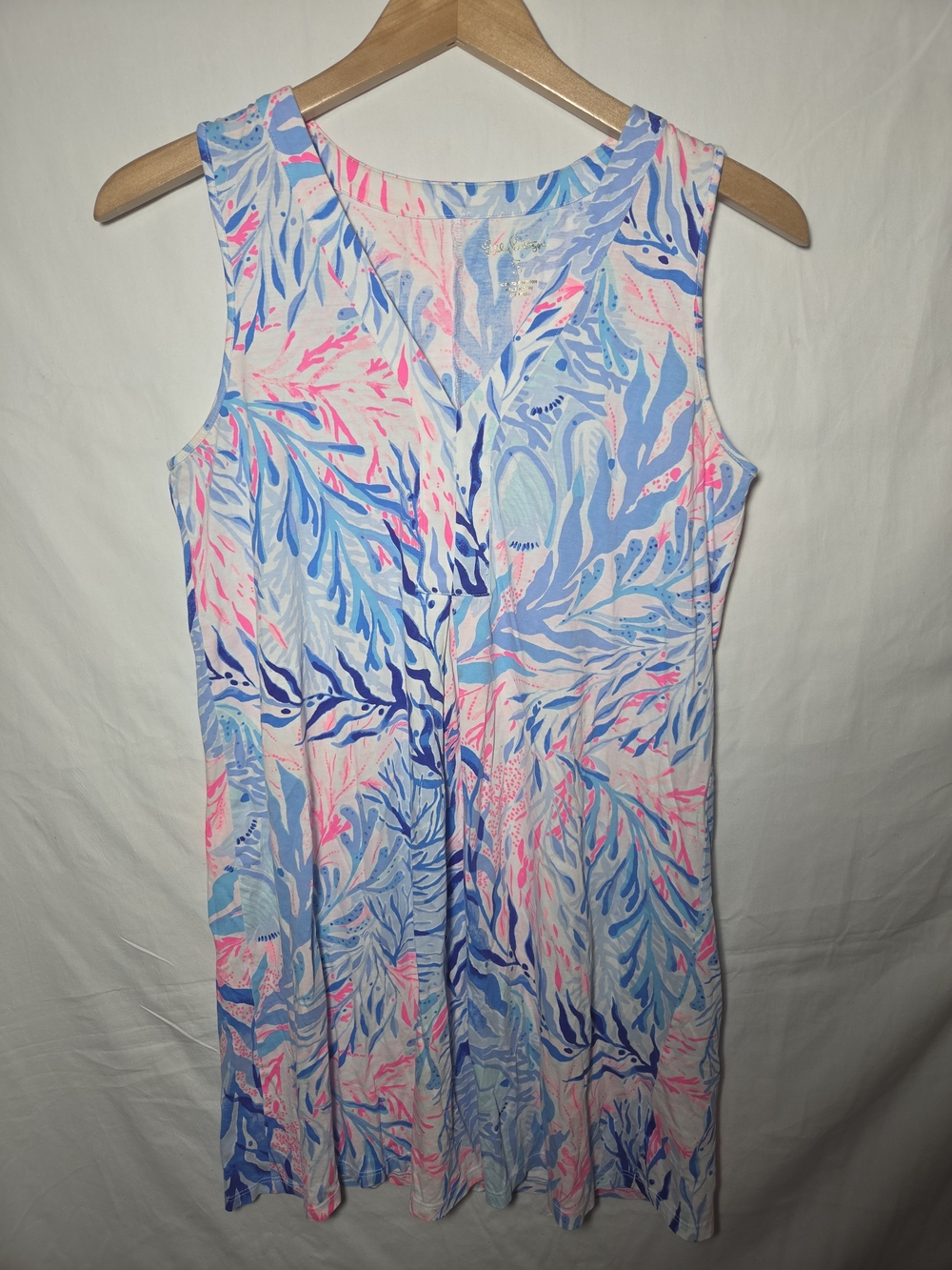 Lilly Pulitzer Sleeveless V-Neck Mini Dress - Blue, Pink & White